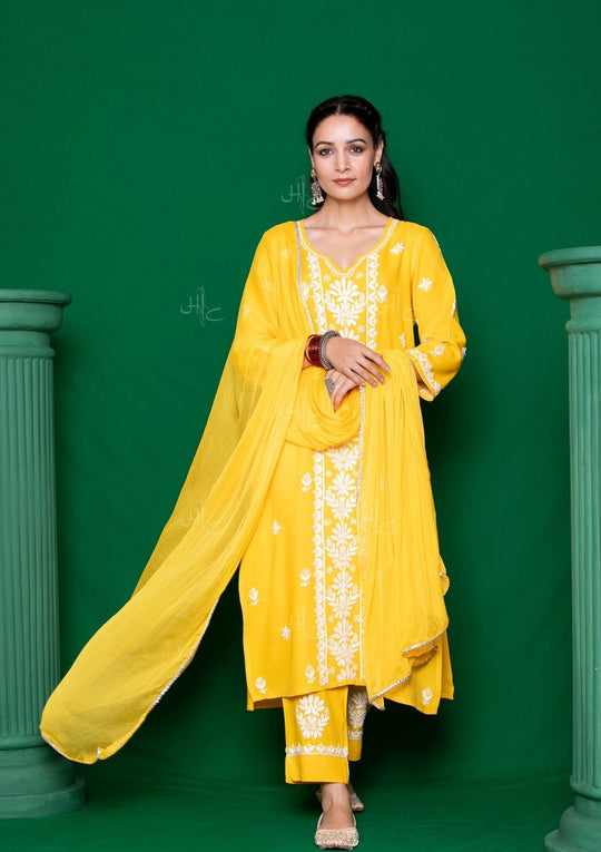 Buy Ombre Chikankari Kurta Palazzo Set With Dupatta FREE Inner Indian  Festival Party Wear Suit Set Salwar Kameez Chikankari Suit Pakistani Wear  Online in India - Etsy